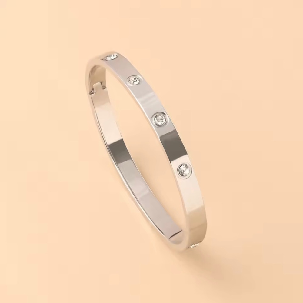 Cubic Zirconia Silver Bangle